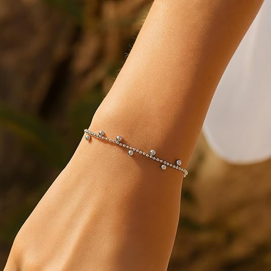 925 sterling silver with rhodium plated drop bead bracelet for women wedding, engagement, anniversary, party, daily wear & christmas gift for her. 925 sterling silver with rhodium plated drop bead bracelet for women wedding, engagement, anniversary, party, daily wear & christmas gift for her.