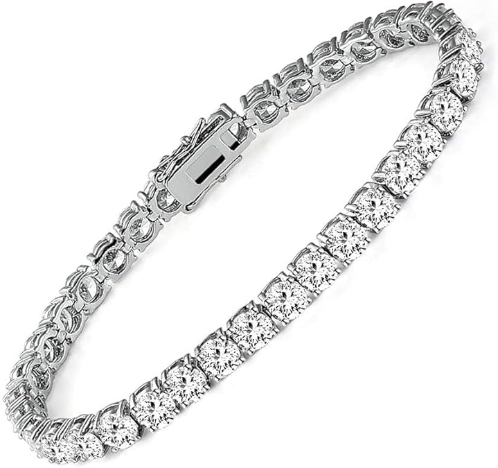 14k white gold plated cubic zirconia simulated diamond tennis bracelet for women and men wedding, anniversary, party & daily wear. 14k white gold plated cubic zirconia simulated diamond tennis bracelet for women and men wedding, anniversary, party & daily wear.