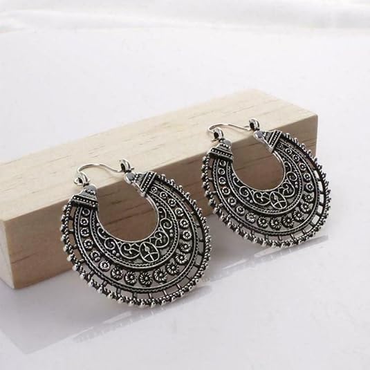 925 sterling silver vintage tibetan style charm hook earrings, boho inspired elegant dangle drop earrings, lightweight artisan inspired jewelry 925 sterling silver vintage tibetan style charm hook earrings, boho inspired elegant dangle drop earrings, lightweight artisan inspired jewelry