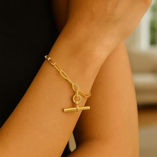 sterling silver yellow gold plated toggle link bracelet for women wedding, engagement, anniversary, party, daily wear & christmas gift for her. sterling silver yellow gold plated toggle link bracelet for women wedding, engagement, anniversary, party, daily wear & christmas gift for her.