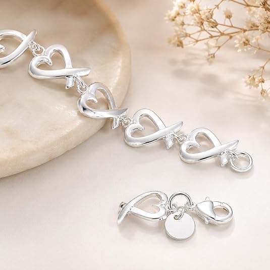 925 sterling silver charm heart thick chain bracelet for women jewelry 925 sterling silver charm heart thick chain bracelet for women jewelry