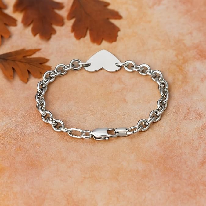 925 sterling silver flat heart shape chain bracelet, rhodium plated (5.00 mm) link bracelet for women engagement valentine’s day, anniversary, wedding & daily wear. 925 sterling silver flat heart shape chain bracelet, rhodium plated (5.00 mm) link bracelet for women engagement valentine’s day, anniversary, wedding & daily wear.