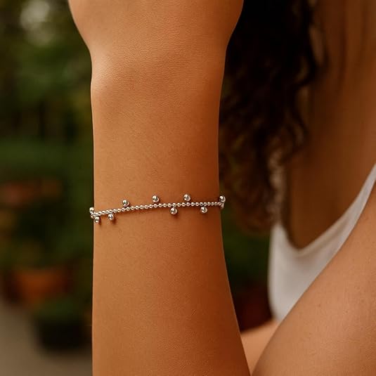 925 sterling silver with rhodium plated drop bead bracelet for women wedding, engagement, anniversary, party, daily wear & christmas gift for her. 925 sterling silver with rhodium plated drop bead bracelet for women wedding, engagement, anniversary, party, daily wear & christmas gift for her.