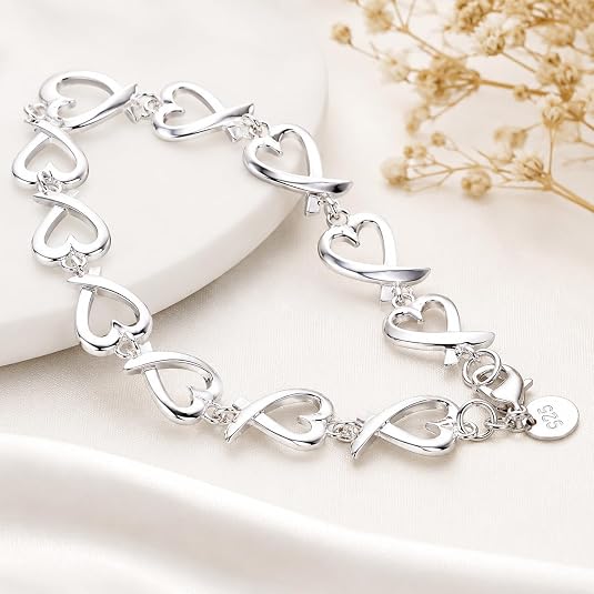 925 sterling silver charm heart thick chain bracelet for women jewelry 925 sterling silver charm heart thick chain bracelet for women jewelry