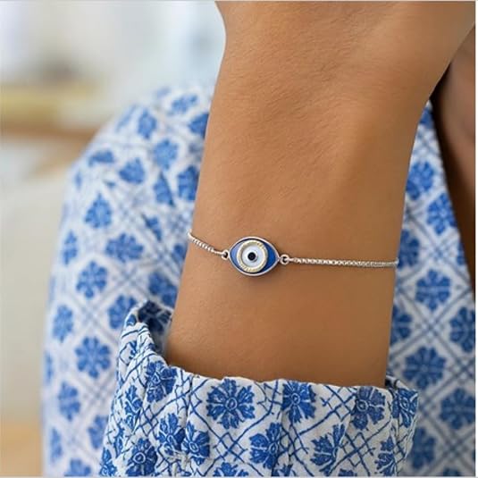 925 sterling silver adjustable two toned enameled evil eye friendship bracelet (1.00mm) – elegant protection charm bracelet for women, perfect for daily wear, party, anniversary & gift for her. 925 sterling silver adjustable two toned enameled evil eye friendship bracelet (1.00mm) – elegant protection charm bracelet for women, perfect for daily wear, party, anniversary & gift for her.