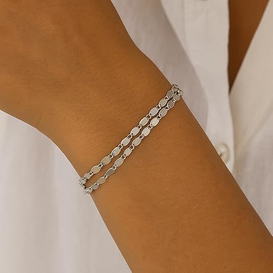 925 sterling silver three strand marina link bracelet – elegant multi layer chain design for women, perfect for wedding, anniversary, party, daily wear & gift for her. 925 sterling silver three strand marina link bracelet – elegant multi layer chain design for women, perfect for wedding, anniversary, party, daily wear & gift for her.