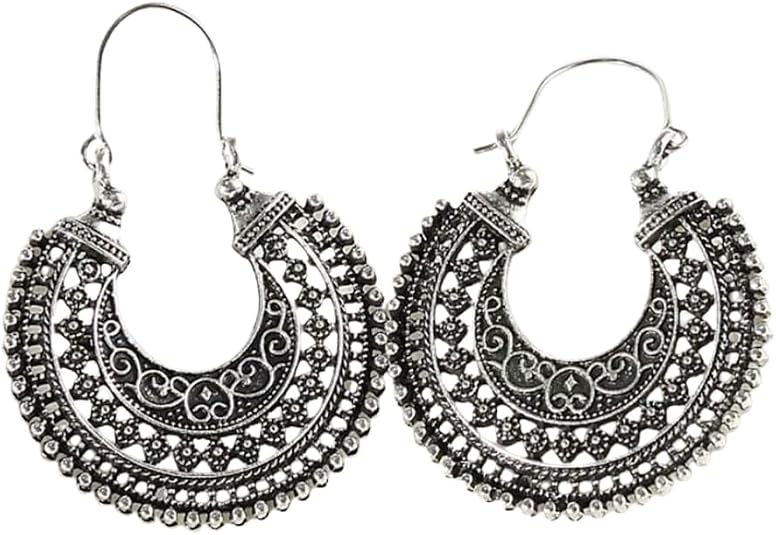 925 sterling silver vintage tibetan style charm hook earrings, boho inspired elegant dangle drop earrings, lightweight artisan inspired jewelry 925 sterling silver vintage tibetan style charm hook earrings, boho inspired elegant dangle drop earrings, lightweight artisan inspired jewelry