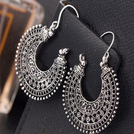 925 sterling silver vintage tibetan style charm hook earrings, boho inspired elegant dangle drop earrings, lightweight artisan inspired jewelry 925 sterling silver vintage tibetan style charm hook earrings, boho inspired elegant dangle drop earrings, lightweight artisan inspired jewelry