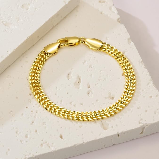 14k gold plated cuban link chain bracelet for women & men, trendy gold bracelets for daily wear, party, wedding & anniversary. 14k gold plated cuban link chain bracelet for women & men, trendy gold bracelets for daily wear, party, wedding & anniversary.