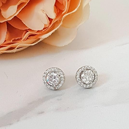 925 sterling silver round shaped cubic zirconia halo stud earrings – jewelry for wedding, anniversary, birthday & everyday wear for women 925 sterling silver round shaped cubic zirconia halo stud earrings – jewelry for wedding, anniversary, birthday & everyday wear for women