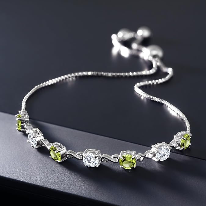 18k rose gold plated 925 sterling silver bracelet with peridot & white cubic zirconia – elegant women’s bracelet for wedding, anniversary & valentine’s day gift. 18k rose gold plated 925 sterling silver bracelet with peridot & white cubic zirconia – elegant women’s bracelet for wedding, anniversary & valentine’s day gift.
