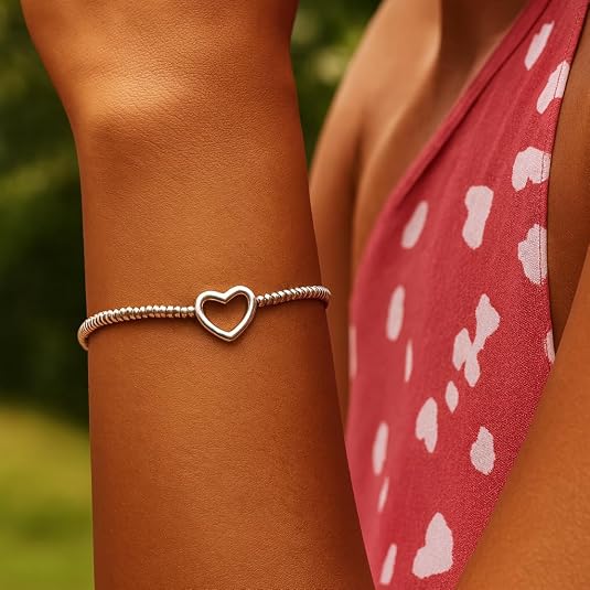 925 sterling silver with rhodium plated heart bead friendship bracelet for women wedding, engagement, anniversary, party, daily wear & christmas gift for her. 925 sterling silver with rhodium plated heart bead friendship bracelet for women wedding, engagement, anniversary, party, daily wear & christmas gift for her.