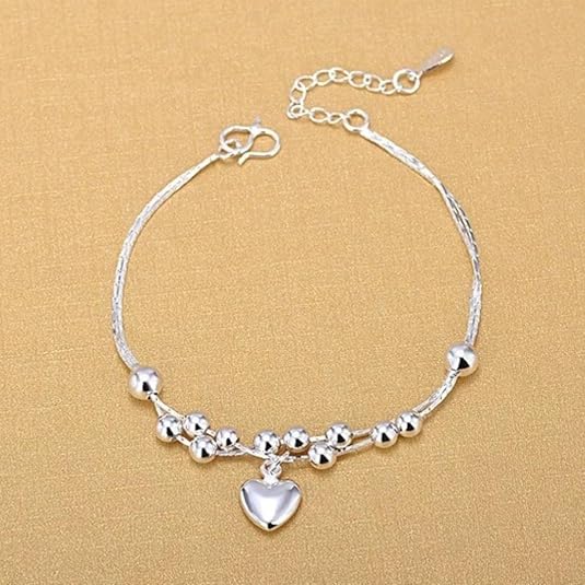 925 sterling silver beads ball heart love foot chain ankle bracelet adjustable anklet jewelry for women 925 sterling silver beads ball heart love foot chain ankle bracelet adjustable anklet jewelry for women