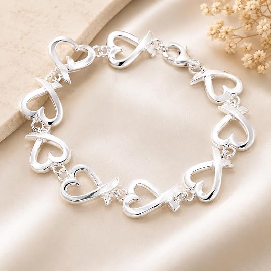 925 sterling silver charm heart thick chain bracelet for women jewelry 925 sterling silver charm heart thick chain bracelet for women jewelry