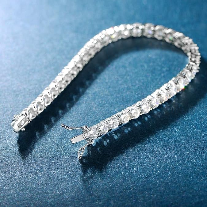 14k white gold plated cubic zirconia simulated diamond tennis bracelet for women and men wedding, anniversary, party & daily wear. 14k white gold plated cubic zirconia simulated diamond tennis bracelet for women and men wedding, anniversary, party & daily wear.
