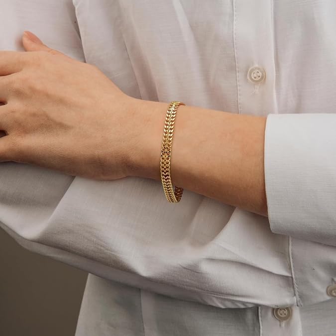 14k gold plated cuban link chain bracelet for women & men, trendy gold bracelets for daily wear, party, wedding & anniversary. 14k gold plated cuban link chain bracelet for women & men, trendy gold bracelets for daily wear, party, wedding & anniversary.