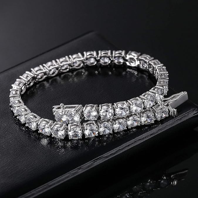 14k white gold plated cubic zirconia simulated diamond tennis bracelet for women and men wedding, anniversary, party & daily wear. 14k white gold plated cubic zirconia simulated diamond tennis bracelet for women and men wedding, anniversary, party & daily wear.