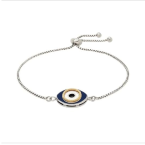 925 sterling silver adjustable two toned enameled evil eye friendship bracelet (1.00mm) – elegant protection charm bracelet for women, perfect for daily wear, party, anniversary & gift for her.