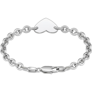 925 sterling silver flat heart shape chain bracelet, rhodium plated (5.00 mm) link bracelet for women engagement valentine’s day, anniversary, wedding & daily wear.