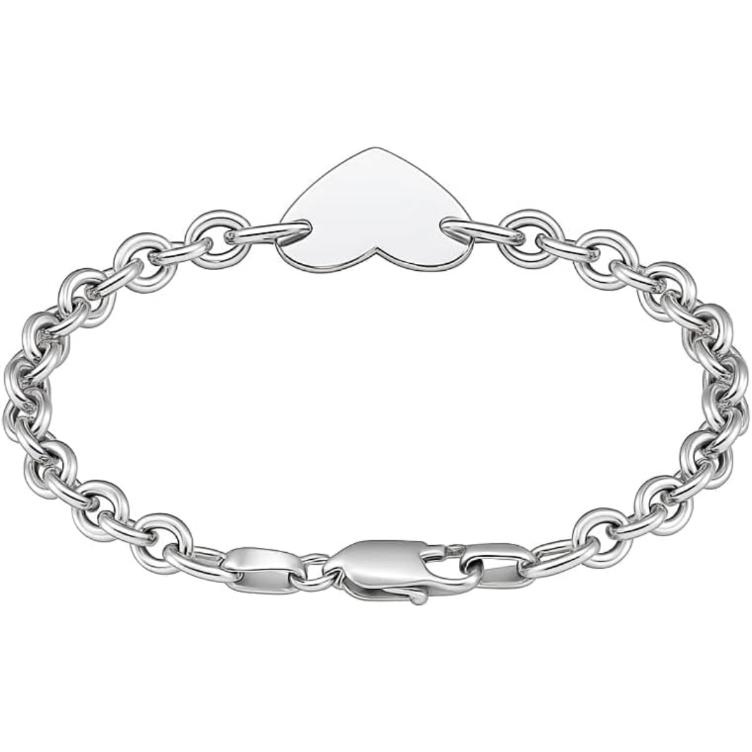 925 sterling silver flat heart shape chain bracelet, rhodium plated (5.00 mm) link bracelet for women engagement valentine’s day, anniversary, wedding & daily wear. 925 sterling silver flat heart shape chain bracelet, rhodium plated (5.00 mm) link bracelet for women engagement valentine’s day, anniversary, wedding & daily wear.