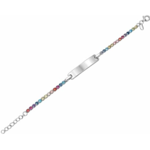 925 sterling silver with rhodium plated rainbow cz id bracelet (2.70 mm) for women wedding, engagement, anniversary, party, daily wear & christmas gift for her.