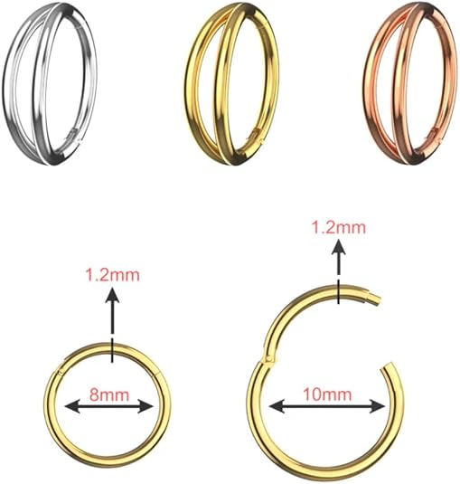 925 sterling silver double row segment clicker ring for women – hinged septum & cartilage hoop | minimal layered nose piercing jewelry | stylish everyday body ring 925 sterling silver double row segment clicker ring for women – hinged septum & cartilage hoop | minimal layered nose piercing jewelry | stylish everyday body ring