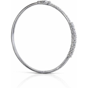 925 sterling silver bangle bracelet with real moissanite stones, 8 inch elegant women’s bangle for wedding, anniversary, daily wear & valentines day gift for her.