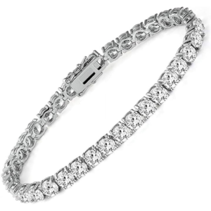 14k white gold plated cubic zirconia simulated diamond tennis bracelet for women and men wedding, anniversary, party & daily wear.
