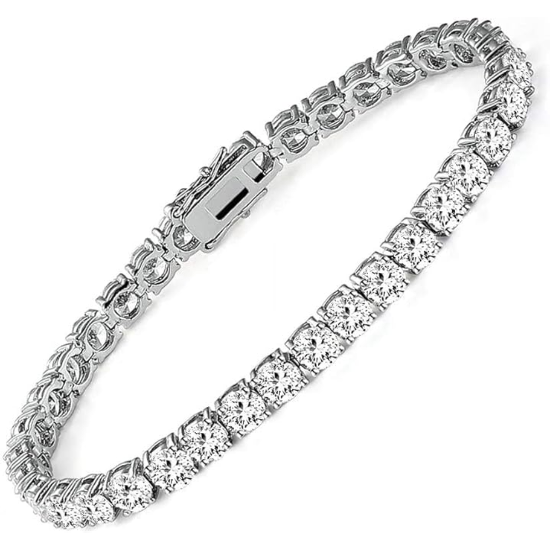 14k white gold plated cubic zirconia simulated diamond tennis bracelet for women and men wedding, anniversary, party & daily wear. 14k white gold plated cubic zirconia simulated diamond tennis bracelet for women and men wedding, anniversary, party & daily wear.