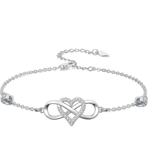 925 sterling silver infinity heart bracelet for women, infinity love bracelet with cubic zirconia, dainty romantic jewelry gift for her, wife, girlfriend, mom