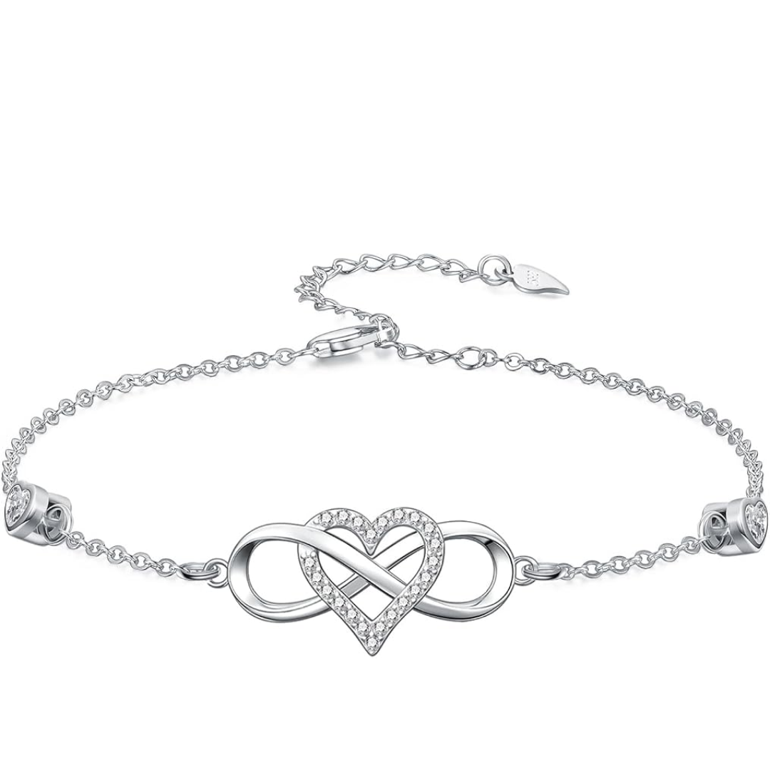 925 sterling silver infinity heart bracelet for women, infinity love bracelet with cubic zirconia, dainty romantic jewelry gift for her, wife, girlfriend, mom 925 sterling silver infinity heart bracelet for women, infinity love bracelet with cubic zirconia, dainty romantic jewelry gift for her, wife, girlfriend, mom