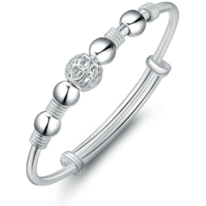 925 silver women bead bangle bracelet for wedding, engagement, anniversary, party, daily wear & gift for her.