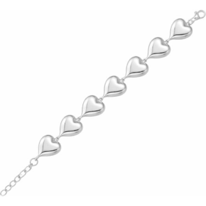 925 sterling silver rhodium plated puffed hearts bracelet for women wedding, engagement, anniversary, party, daily wear & christmas gift for her.