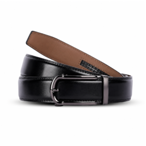 men’s black reversible leather belt with pin buckle