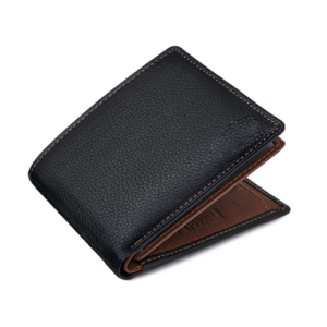 classic black leather men’s wallet durable slim design