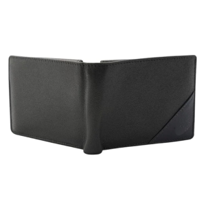 men’s black leather money clip wallet | slim bifold wallet with card holder & cash clip | rfid blocking minimalist wallet