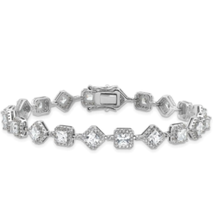 925 sterling silver cushion cut cubic zirconia bracelet for women, elegant adjustable bracelet, fine jewelry gift