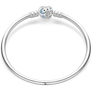 925 sterling silver heart star & moon bangle bracelet for women wedding, engagement, anniversary, paerty, daily wear & christmas gift for her.