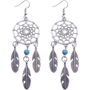 925 sterling silver dream catcher dangle earrings with feather drop design, bohemian style hanging earrings with intricate charm detail, lightweight drop earrings jewelry for women