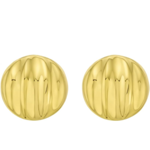 sterling silver yellow gold plated sculpted domed disc women stud earrings for wedding, engagement, anniversary, party, daily wear & christmas gift for her.