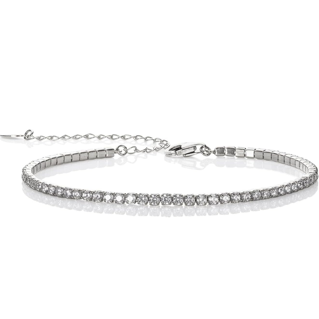 925 sterling silver tennis bracelet for women, sparkling cubic zirconia dainty silver bracelet, elegant timeless jewelry gift for wife, girlfriend, mom 925 sterling silver tennis bracelet for women, sparkling cubic zirconia dainty silver bracelet, elegant timeless jewelry gift for wife, girlfriend, mom