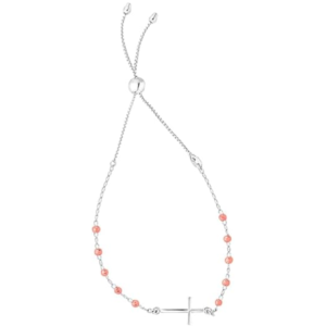 925 sterling silver adjustable bracelet with cross (1.20mm) – elegant two toned white & rose finish faith charm bracelet for women, perfect for daily wear, party, anniversary & gift for her.