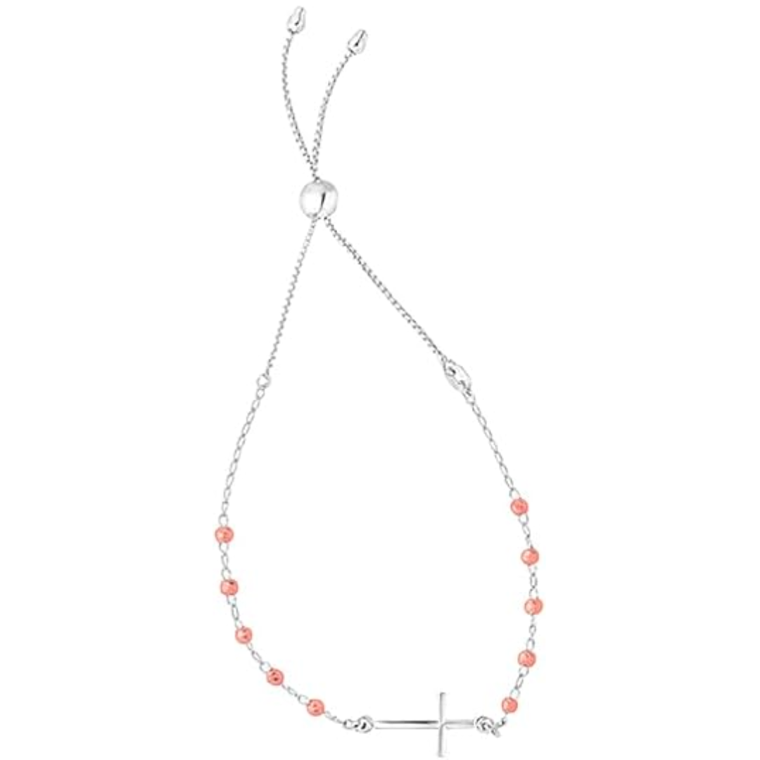 925 sterling silver adjustable bracelet with cross (1.20mm) – elegant two toned white & rose finish faith charm bracelet for women, perfect for daily wear, party, anniversary & gift for her. 925 sterling silver adjustable bracelet with cross (1.20mm) – elegant two toned white & rose finish faith charm bracelet for women, perfect for daily wear, party, anniversary & gift for her.