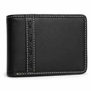 men’s black leather wallet | premium bifold wallet with card holder & cash compartments | rfid blocking slim wallet for men