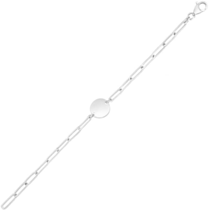 925 sterling silver with rhodium plated engravable circle paperclip bracelet (2.10 mm) for women wedding, engagement, anniversary, party, daily wear & christmas gift for her