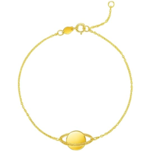 14k yellow gold saturn women bracelet for wedding, engagement, anniversary, party, daily wear & christmas gift for her.
