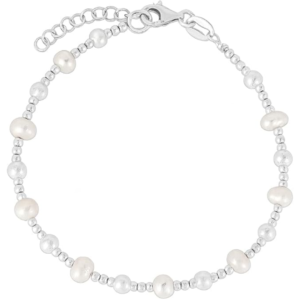 sterling silver rhodium plated women pearl bead bracelet for wedding, engagement, anniversary, party, daily wear & christmas gift for her.