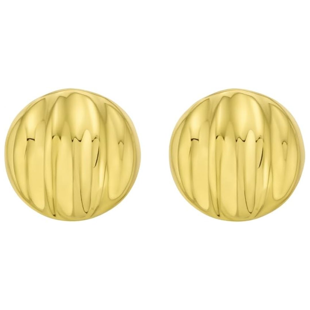 sterling silver yellow gold plated sculpted domed disc women stud earrings for wedding, engagement, anniversary, party, daily wear & christmas gift for her. sterling silver yellow gold plated sculpted domed disc women stud earrings for wedding, engagement, anniversary, party, daily wear & christmas gift for her.