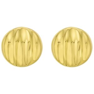 sterling silver yellow gold plated sculpted domed disc women stud earrings for wedding, engagement, anniversary, party, daily wear & christmas gift for her.
