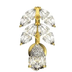 14k gold reverse belly button ring, high quality cubic zirconia studded navel ring, hypoallergenic body piercing jewelry for women